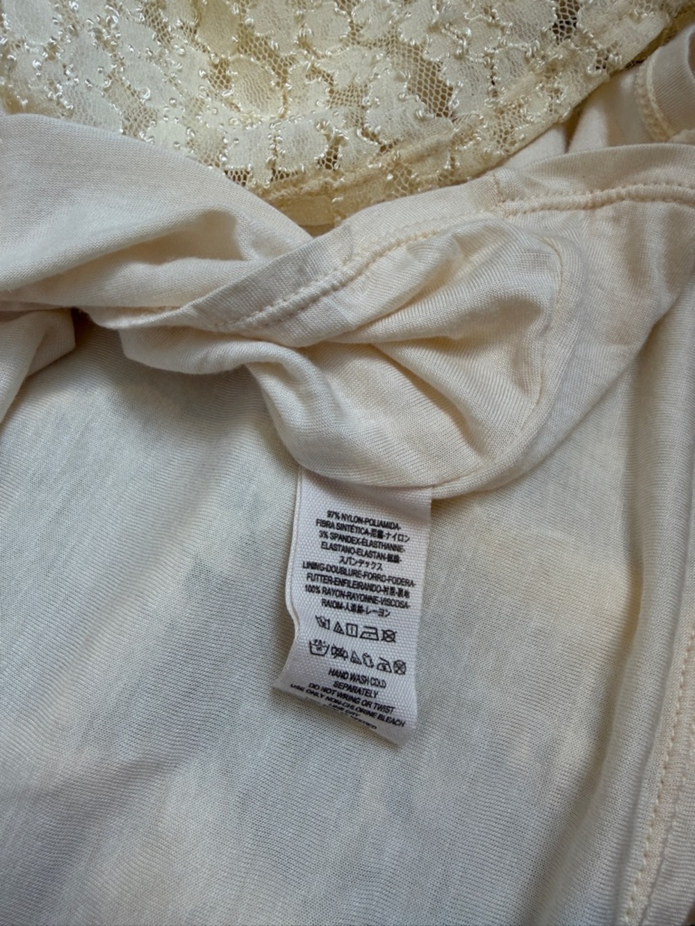 Free People Cream Lace Mini Dress Boho Romantic Size M - Picture 15 of 15